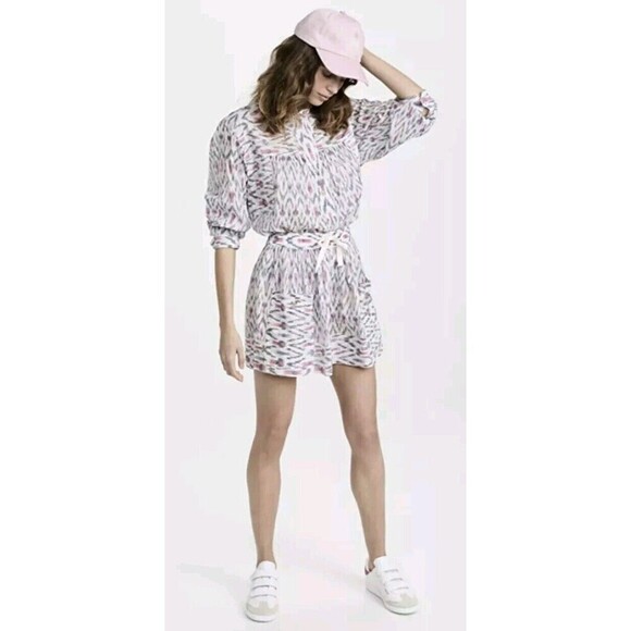 Isabel Marant Etoile Lehana Romper 36 S Small Long Sleeve Ikat Cotton $495 N53